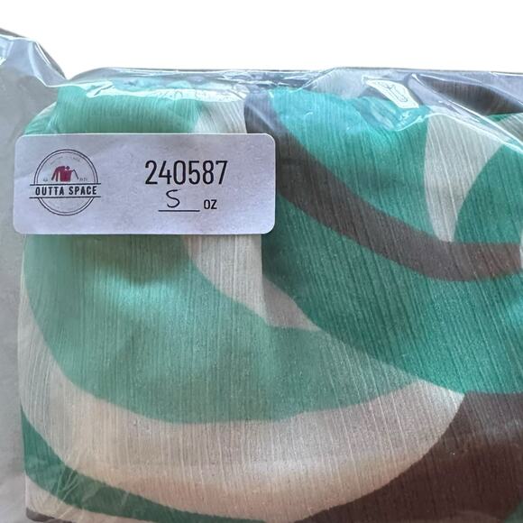 Womens Top Size 18 Teal Cream Brown Geometric Workwear Professional Career - Picture 8 of 8